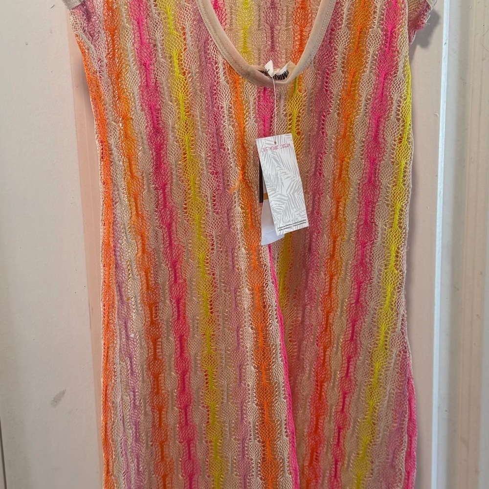 NWT Miken Women's Open Knit Sleeveless Coverup Dress Medium - Picture 3 of 3